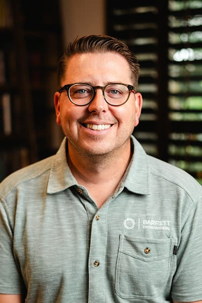 Tate Barrett, Owner and Environmental Scientist at Barrett Environmental.